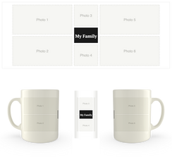 White mug printed with six photos and the words My Family