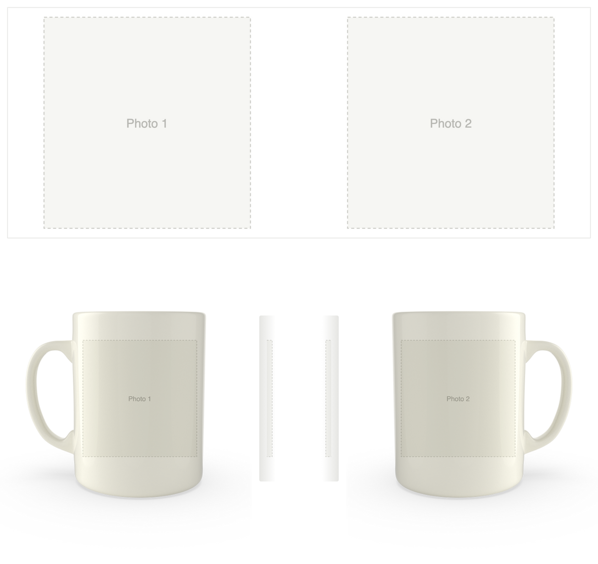 White mug printed with two large photos