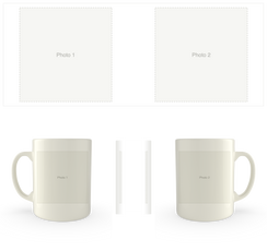 White mug printed with two large photos
