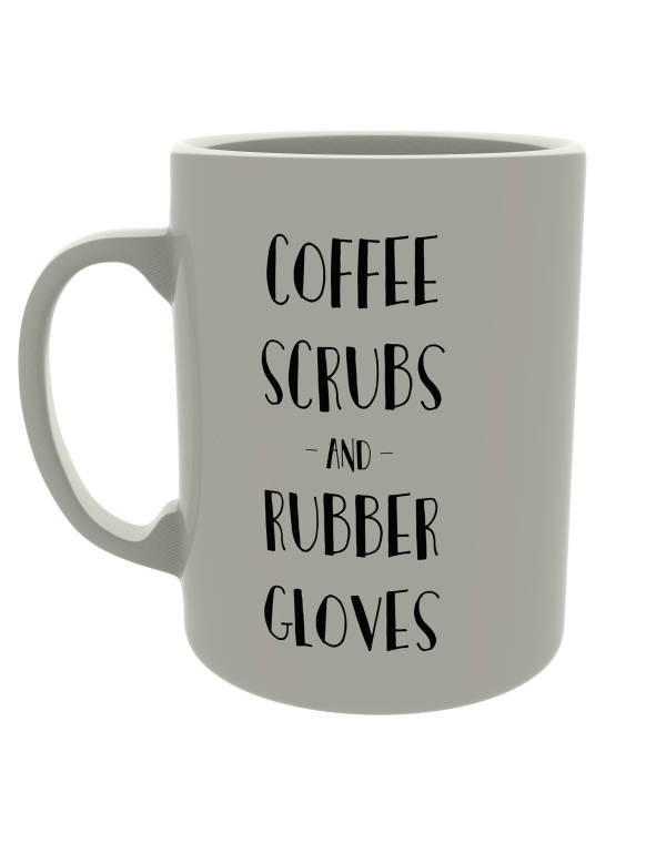 Coffee, scrubs and rubber gloves