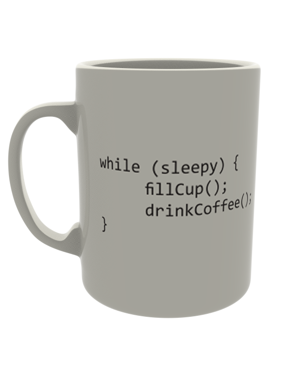 While sleepy, fill cup, drink coffee